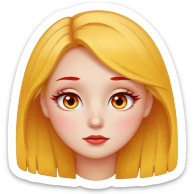 Shy pretty red cheeks blushing kong lashes sparkle yellow round  sticker