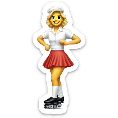 Waitress on rollerskates 1980s sticker