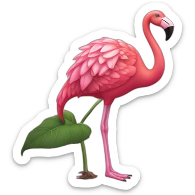 Dinausor rose avec un flamant rose sticker