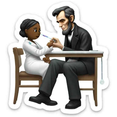 Abraham Lincoln getting a shot sticker