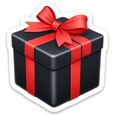 black box w red bow  sticker