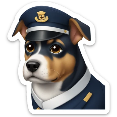 Dog wearing a navy uniform  sticker