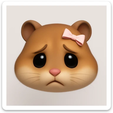sad hamster with a bow, 3d emoji sticker