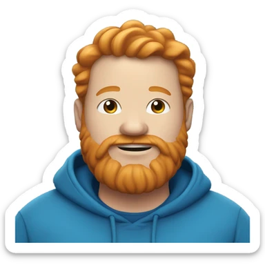 Fat ginger man with beard in blue hoodie sticker