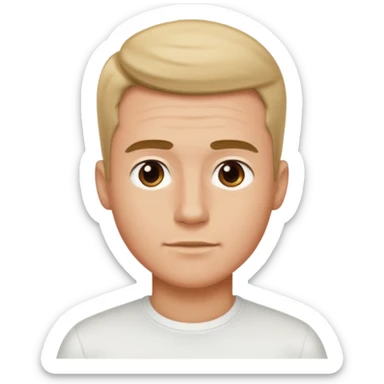 Ai create iPhone emoji, With hair comma hair short, Male, and make white shirt sticker