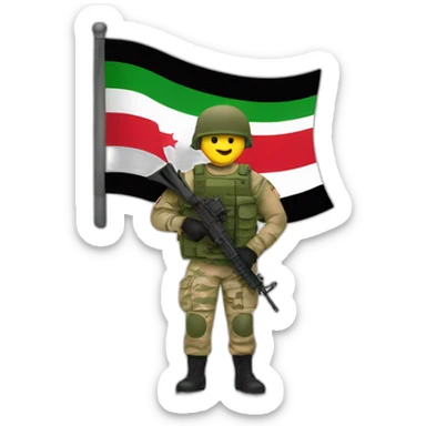army man holding iraq flag sticker