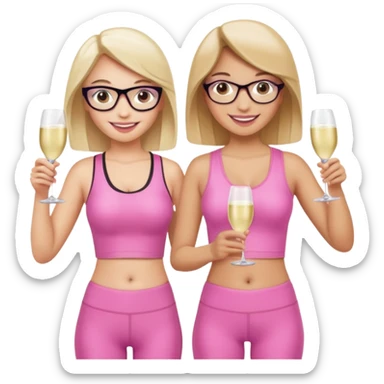 two girl pink pilates prosecco sticker