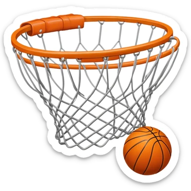 A close-up of a basketball shild and hoop with the ball swishing through the net, captured mid-air. The background emphasizes the tension and excitement of the moment, with the rim and net in sharp focus, showcasing the precision and skill of the sport. sticker