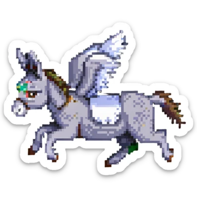 donkey flying in the air sticker