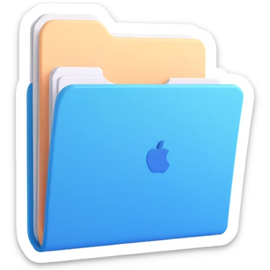 exact default Mac OS folder icon with tab design in light pastel blue color sticker