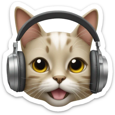 Cat with headphones on sticker