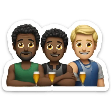 3 men at a bar sticker