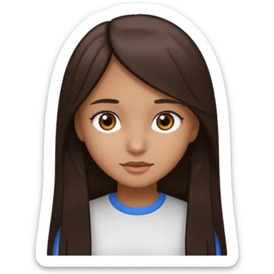 emoji of a girl with straight long dark brown hair, dark brown eyes, and light brown skin sticker