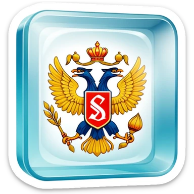 Russian Samokat delivery company logo on a transparent glass square rounded block sticker