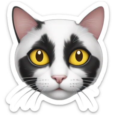 black and white cat and yellow eyes sticker