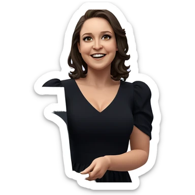 smiling girl in black dress sticker