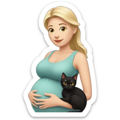White pregnant women with Black cat sticker