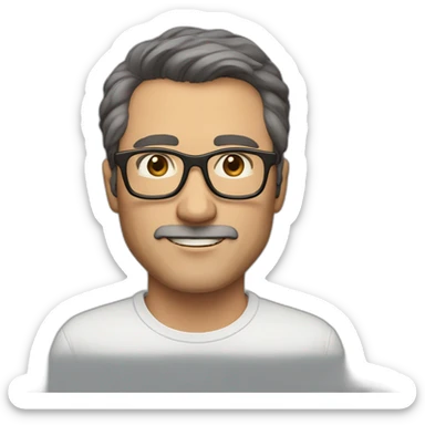 Handsome 50 year old man with dark brown hair and brown glasses sticker