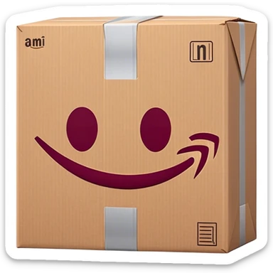 Amazon package with burgundy amazon logo sticker