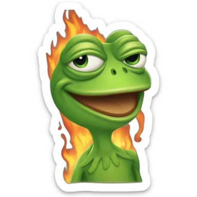pepe the frog with fire sticker