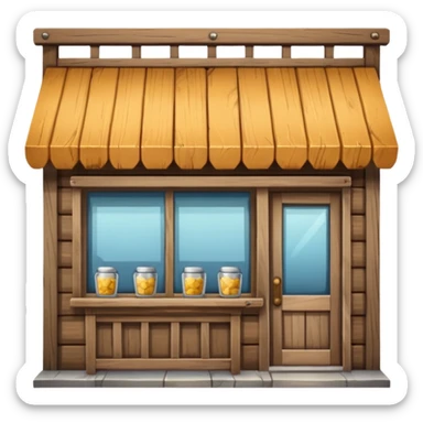 small shop, front facing sticker
