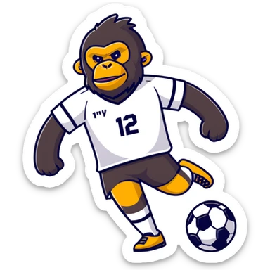 Soccer player with gorilla on his head  sticker
