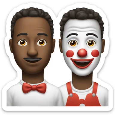 A normal emoji making up himself to a clown (we have to see him drawing the clown mask on his face)  sticker