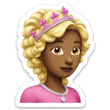 blonde girl with pink crown sticker