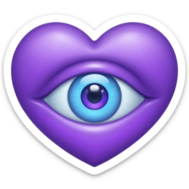 purple heart with a blue tint and a realistic eye sticker