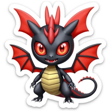 Spooky scary dark evil gloomy Meloetta-Giratina-Noibat-Pokémon-Fakémon-fusion-hybrid-creature sticker