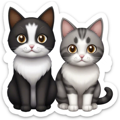 A black and white cat and a brown and grey cat sticker