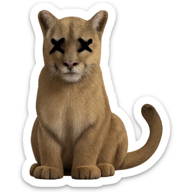 Overlay cartoon X's on the eyes in the exact same style and position as the deer image, referencing the deer for the X style. Keep everything else 100% identical—pose, style, lighting, and details. Make the background transparent. sticker