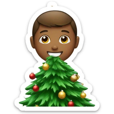 boys enjoying a Christmas tree sticker