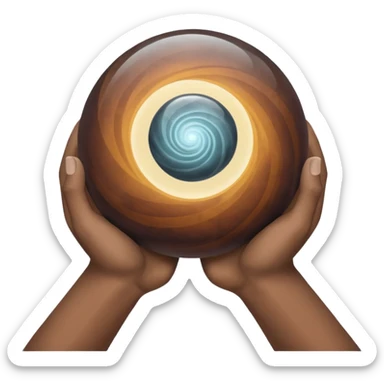 Gray and brown color magic ball and hands sticker