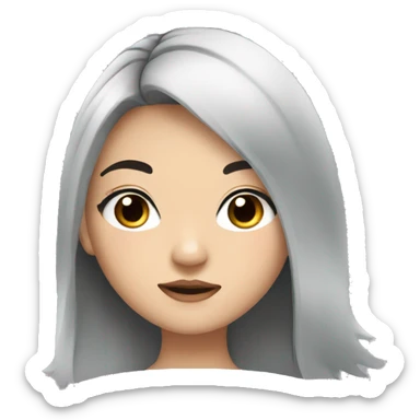 asian girl with black hair and lashes sticker