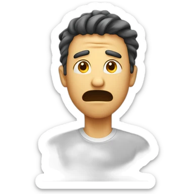 Nervous guy with sweat coming from face. He has a nervous facial expression  sticker