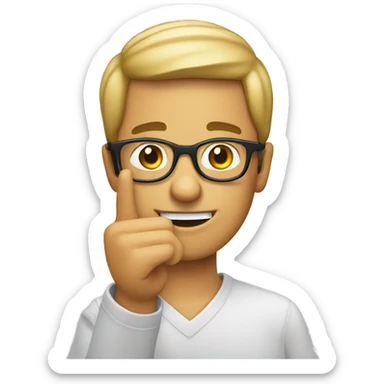 Guy with glasses emoji saying the 100 emoji whilst holding his glasses between his index finger and thumb sticker