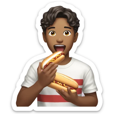 Kpop boy eating a creamy hot dog sticker