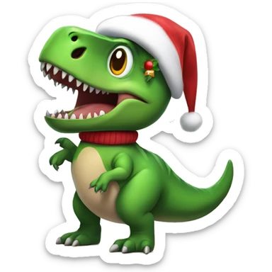 T. rex wearing a Christmas sweater and Santa hat sticker