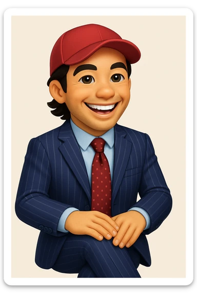 Transform the man in the reference image into an emoji-style character with about 70% realism. Keep the features clear, bold, and expressive like standard emojis but add more realistic facial and clothing details to enhance the lifelike appearance while maintaining the emoji style. sticker