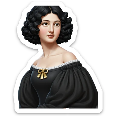 black hair dress artwork parody sticker