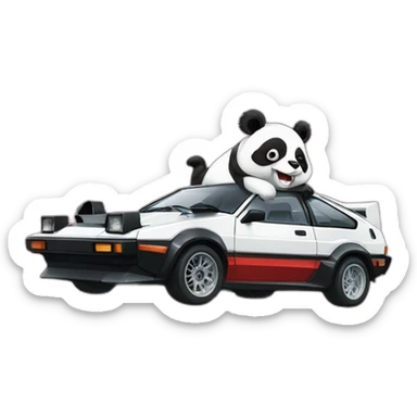 Trueno ae86 panda riding a panda sticker