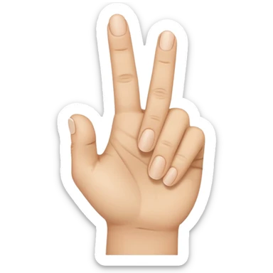 a closed hand with the index finger and middle finger pointing together sticker