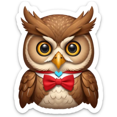 cool happy owl with bowtie on head  sticker