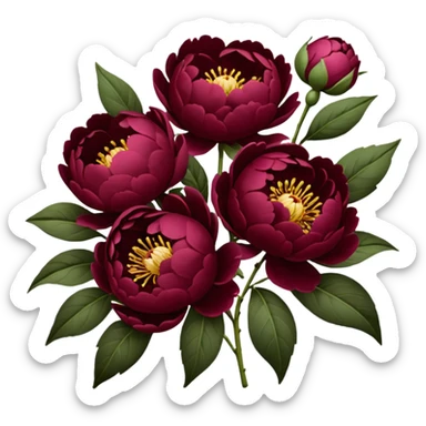 Close Burgundy peonies bouquet  sticker