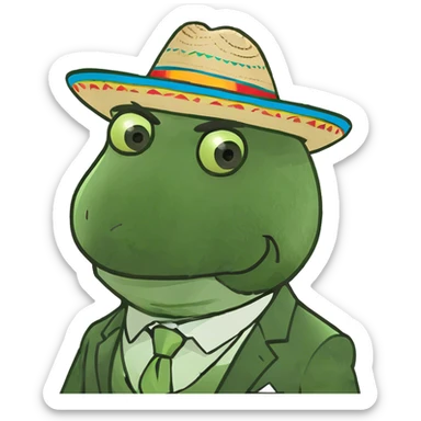 guy with a suit on and a sombrero sticker