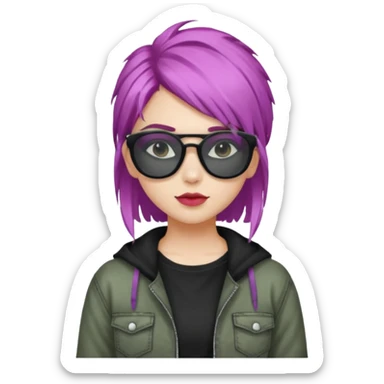 stylish teen girl wearing shades and dyed her hair, grunge outfit sticker