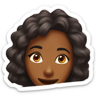 A beautiful brown skin woman with peeks cheerfully from an opening in a large cardboard box that eppear, her expression sad  sticker