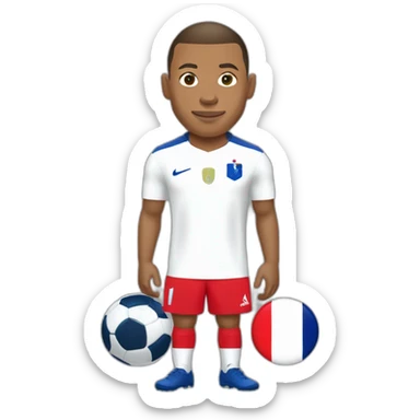 Kylian Mbappé jouant au foot avec l'équipe de France sticker