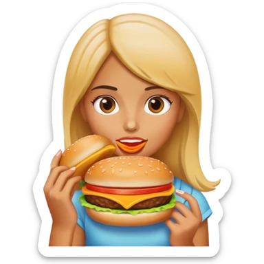 Girl eating a cheeseburger  sticker